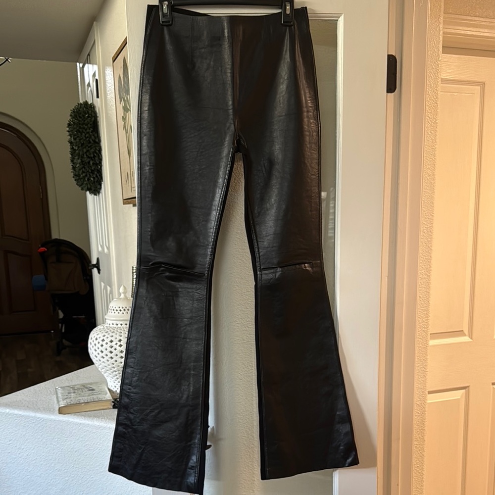 Acne Studios Black Leather Flared Pants